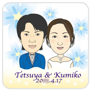 似顔絵ミニタオル ＜フラワー＞