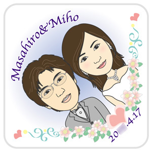 似顔絵ミニタオル ＜ハート＞