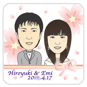 似顔絵ミニタオル ＜リボン＞